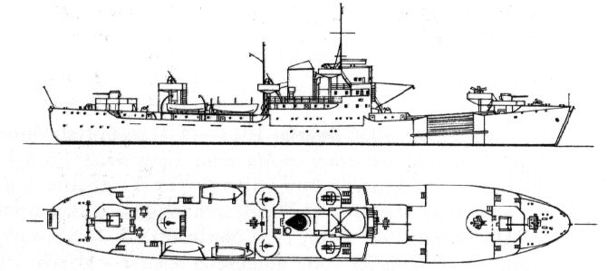 Silhouette du Sperrbrecher 186 ex Delia