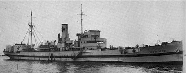 Sperrbrecher 19 ex Rostock transformé en navire hôpital (Août 1944)