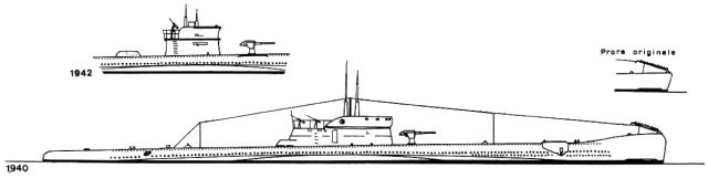 Silhouette des sous-marins de Classe Bandiera 