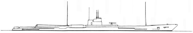 Silhouette des sous-marins de Type Junsen Classe I-5, I-6