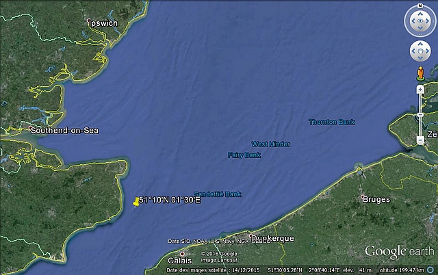 Position approximative du naufrage de l'U-12