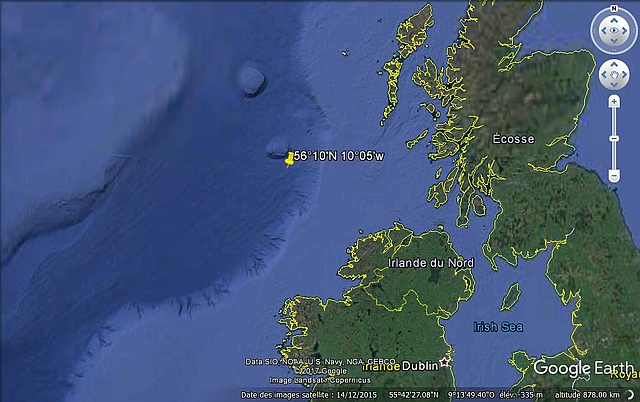 Position du naufrage de l'U-1301