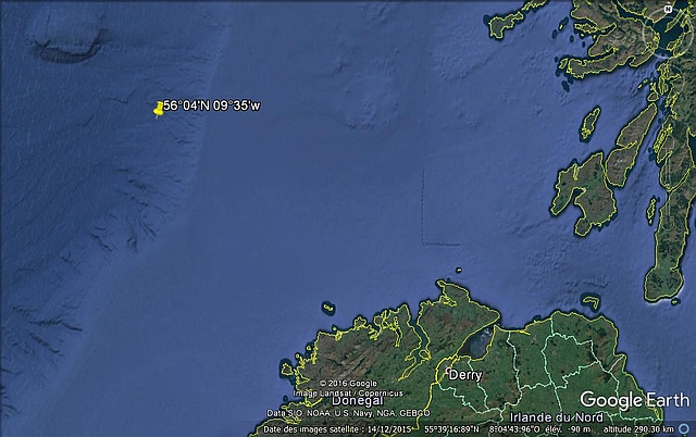 Position du naufrage de l'U-150