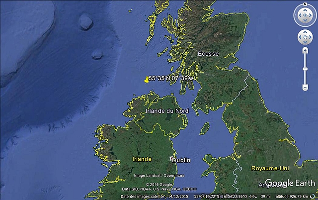 Position du naufrage de l'U-155