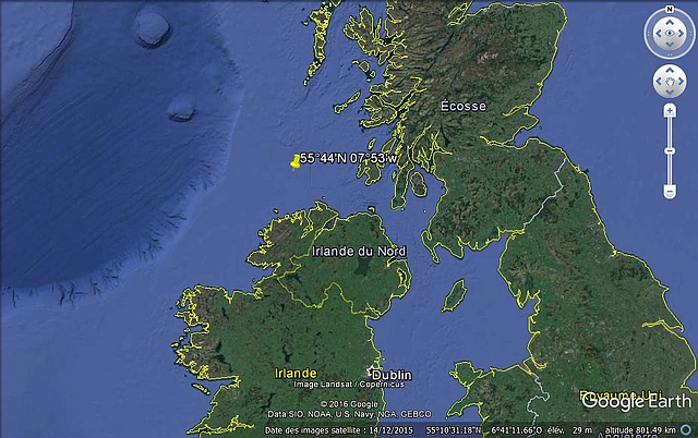 Position du naufrage de l'U-170