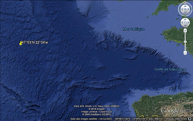 Position du naufrage de l'U-175