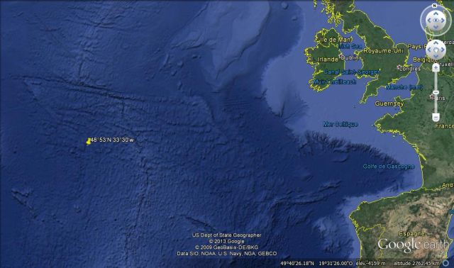 Position du naufrage de l'U-220