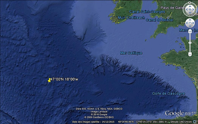 Position du naufrage de l'U-221