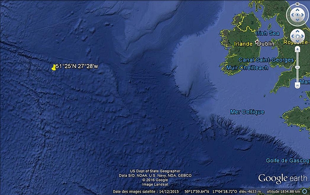 Position du naufrage de l'U-225