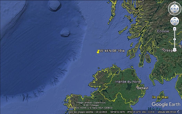 Position du naufrage de l'U-2351