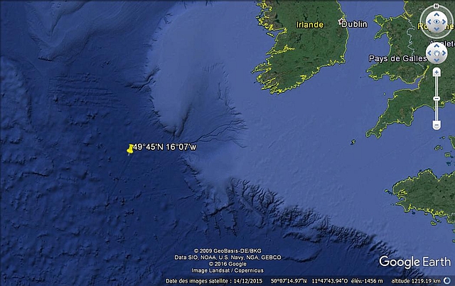 Position du naufrage de l'U-238