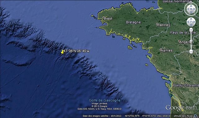 Position du naufrage de l'U-243