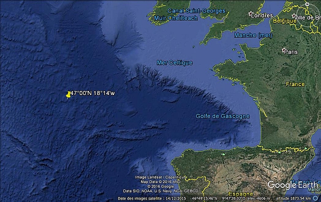Position du naufrage de l'U-252