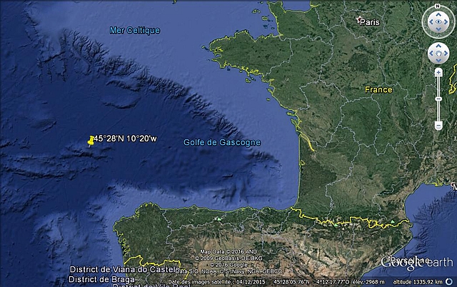 Position du naufrage de l'U-266