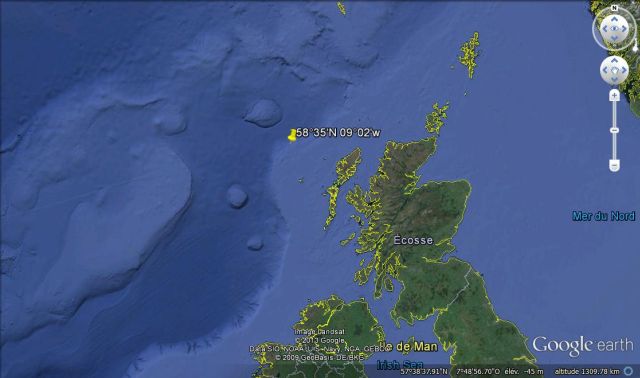 Position du naufrage de l'U-27