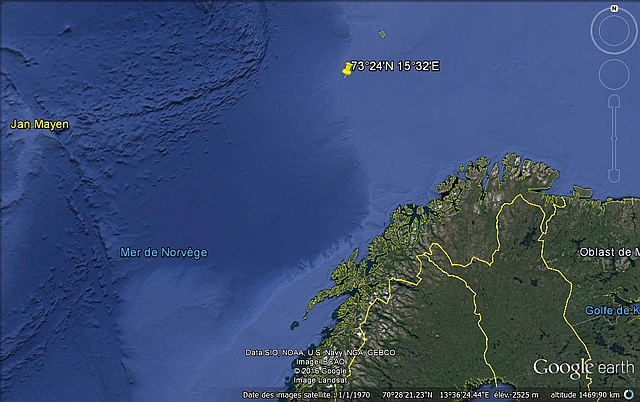 Position du naufrage de l'U-277