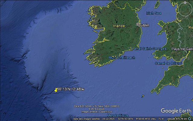 Position du naufrage de l'U-285