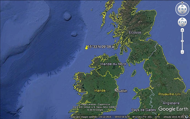 Position du naufrage de l'U-291