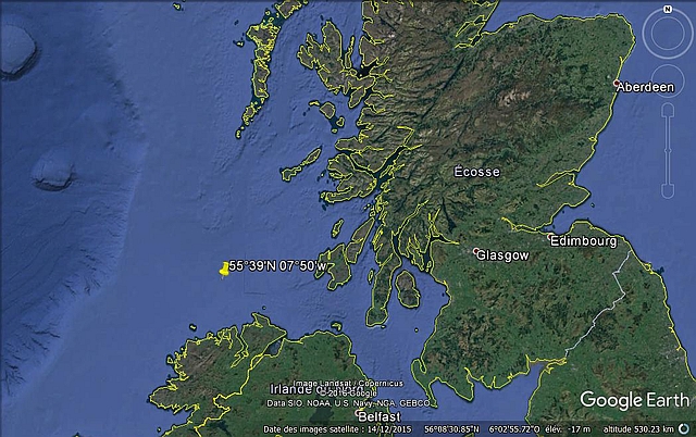 Position du naufrage de l'U-299