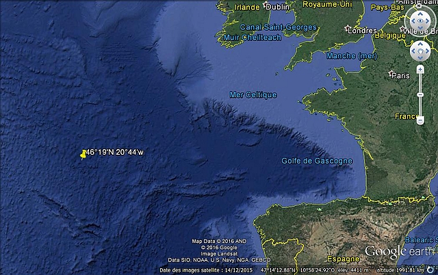 Position du naufrage de l'U-306