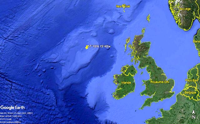Position du naufrage de l'U-357