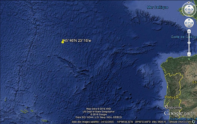 Position du naufrage de l'U-358