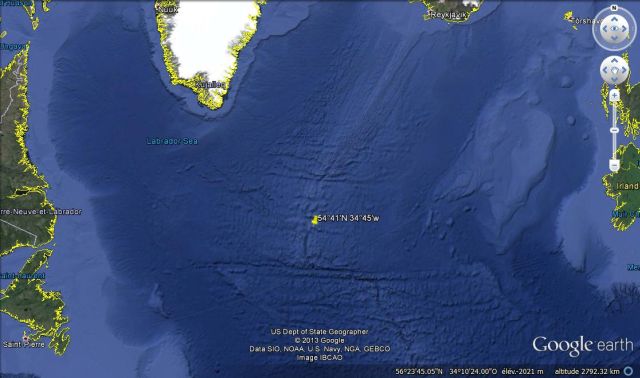 Position du naufrage de l'U-381