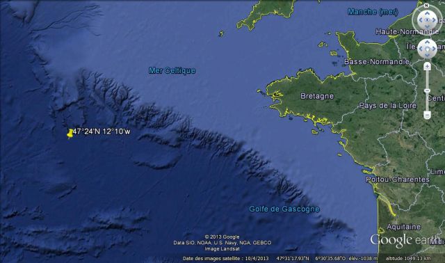 Position du naufrage de l'U-383