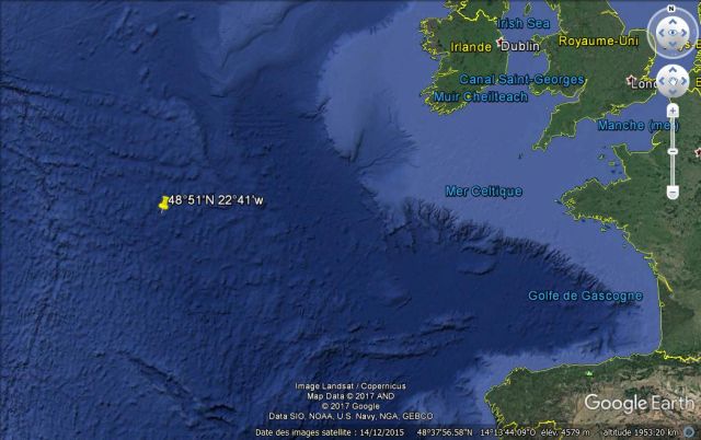 Position du naufrage de l'U-386