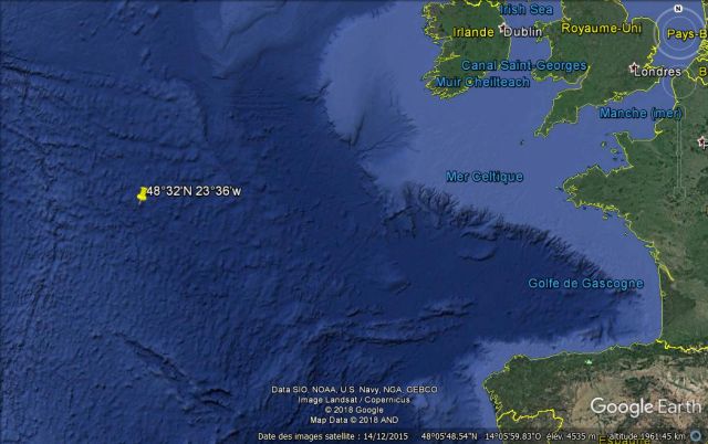 Position du naufrage de l'U-406