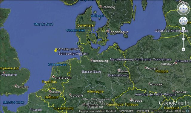 Position approximative du naufrage de l'U-50