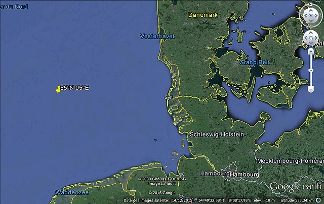 Position approximative du naufrage de l'U-54