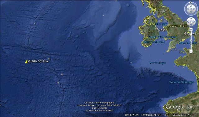 Position du naufrage de l'U-569