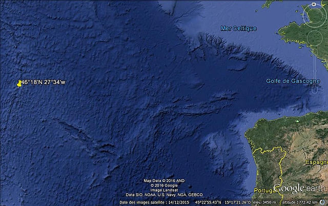 Position du naufrage de l'U-575