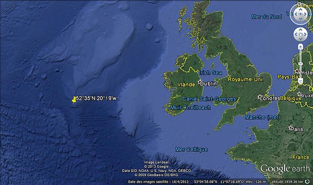 Position du naufrage de l'U-625