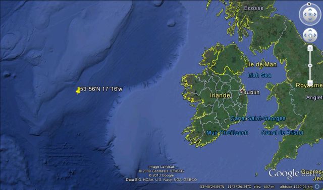Position du naufrage de l'U-666