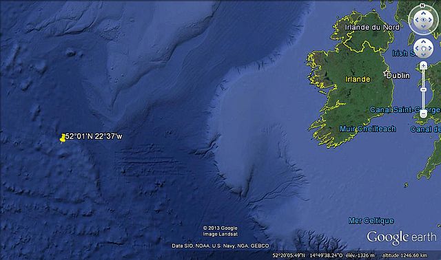 Position du naufrage de l'U-744