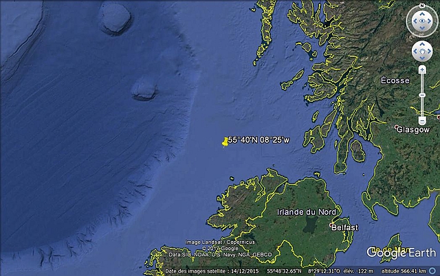 Position du naufrage de l'U-775