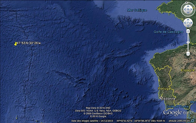 Position du naufrage de l'U-880