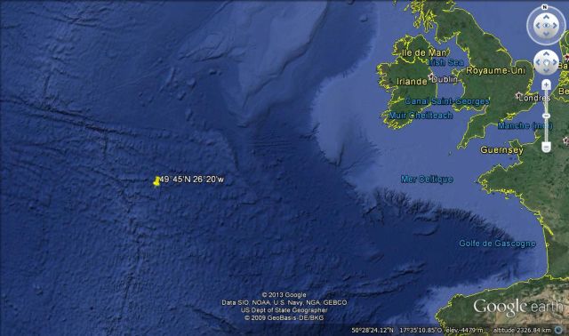 Position du naufrage de l'U-91