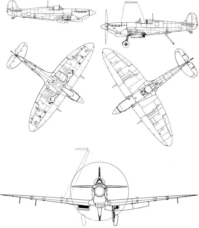 Silhouettes du Supermarine Seafire Mk III (© Ouest-France)