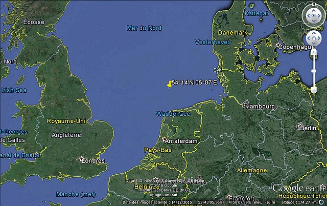 Position approximative du naufrage de l'U-1